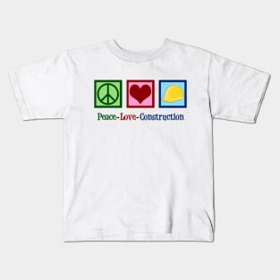 Peace Love Construction Kids T-Shirt